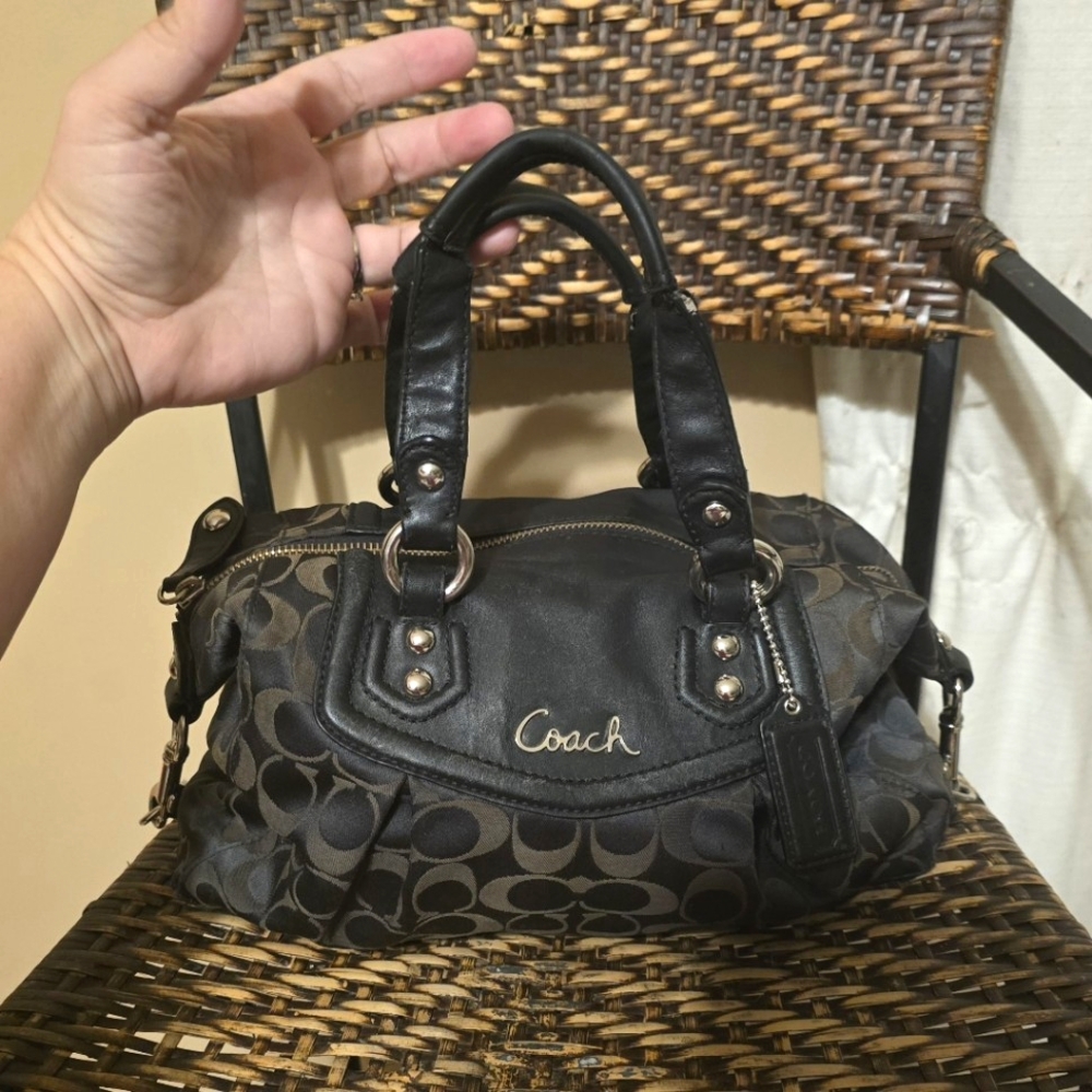 Coach Black and Brown Signature Handbag